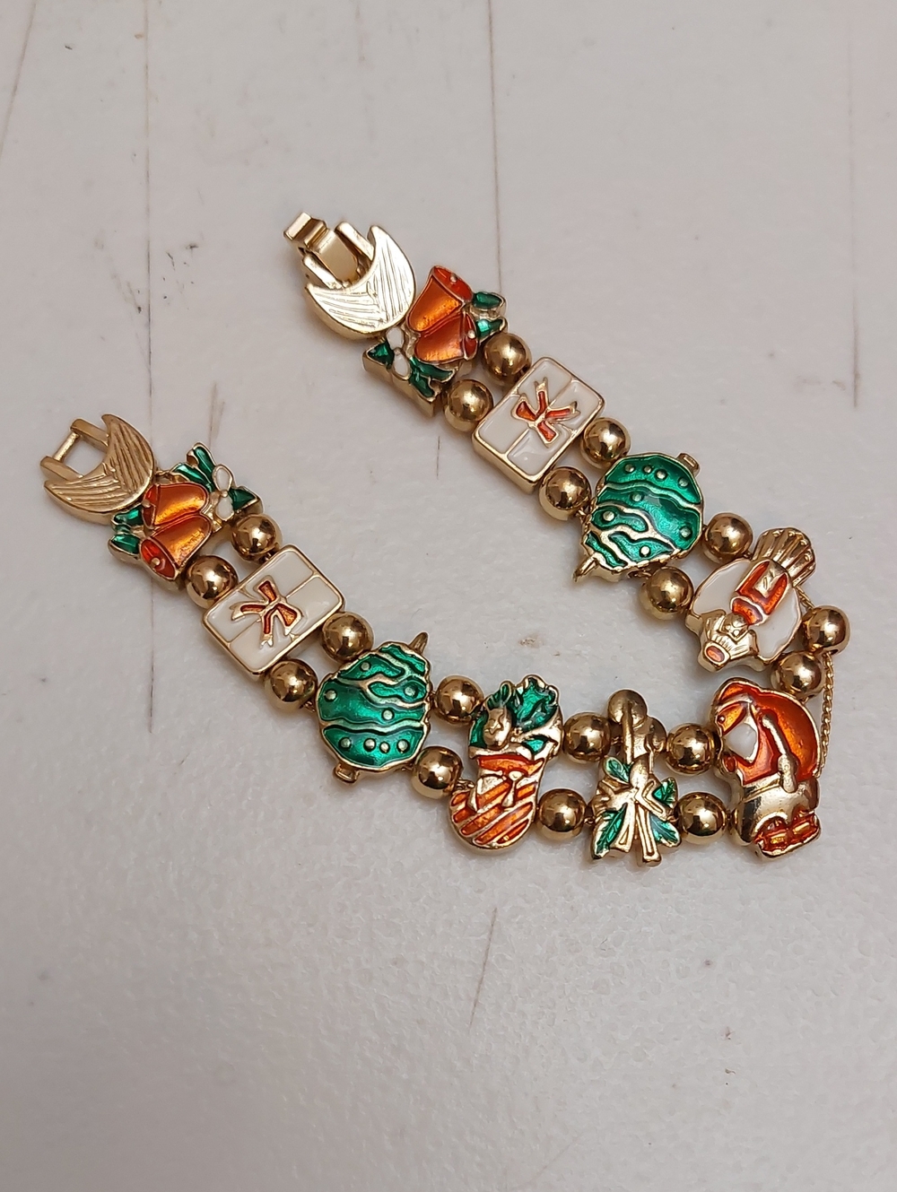 Vintage Christmas Theme Tofa Style Slide Charm Bracelet